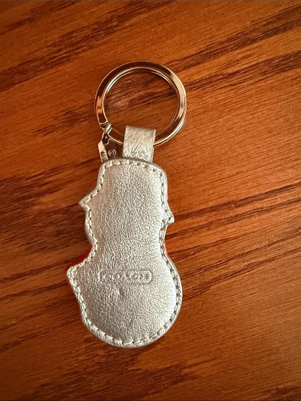 Coach Silver Snowman Leather Keychain